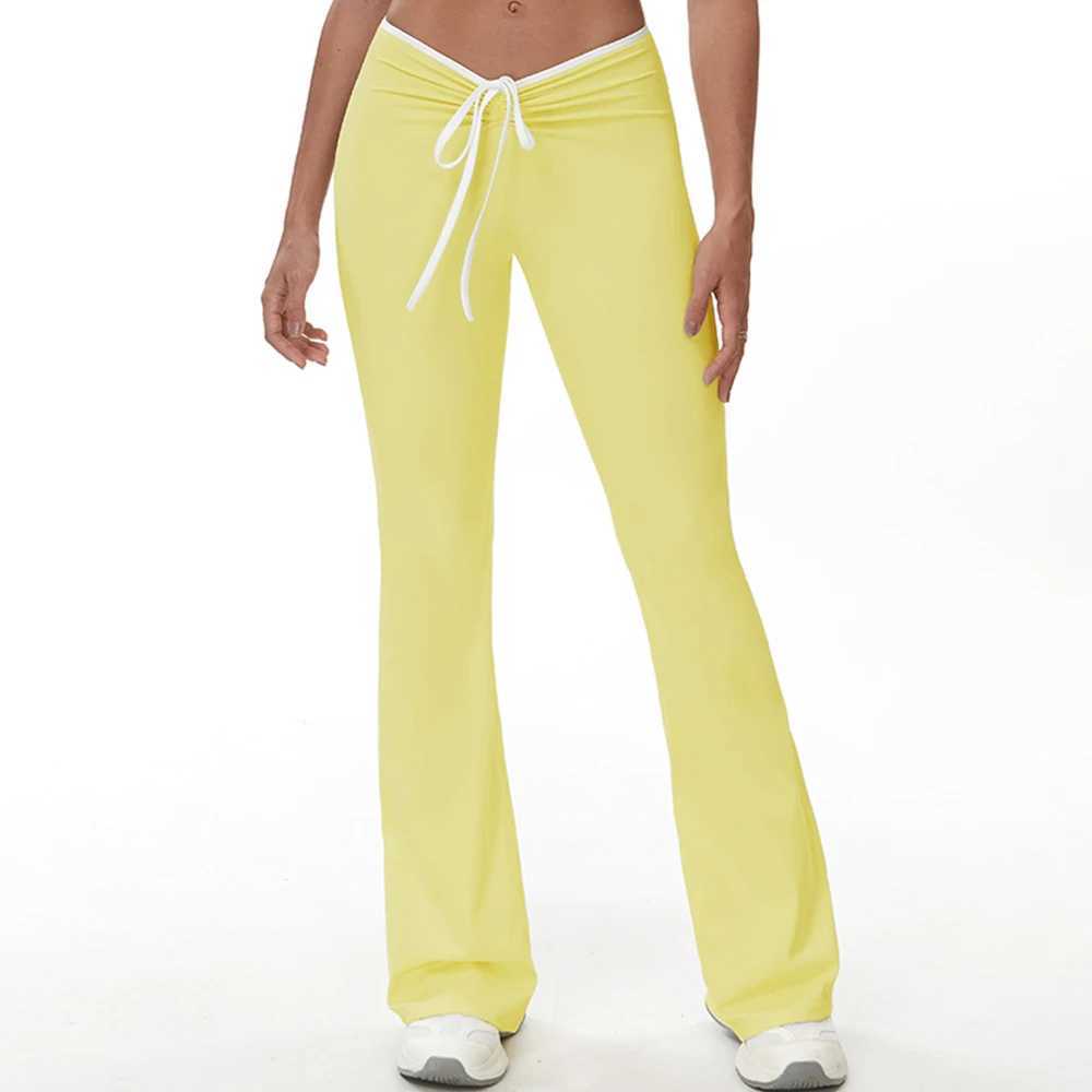 Yoga Leggings Drawstring Bellbottoms Women Fitness Wide Leg Pants Gym Running Cycling Pants Sports High Waist Workout Leggings J251030
