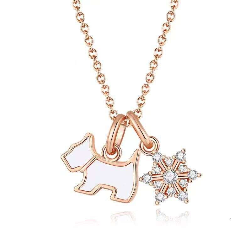Full Dia Necklace for Women Cartoon Puppy Pendant with Inlaid Dias High-End Light Niche Heart Collarbone Chain