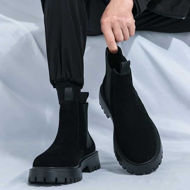 High Quality Men Chelsea Boots Retro Ankle Boots New Fashion Black Brown Comfortable Fashion British Style Thicksoled Heighteni Z251029