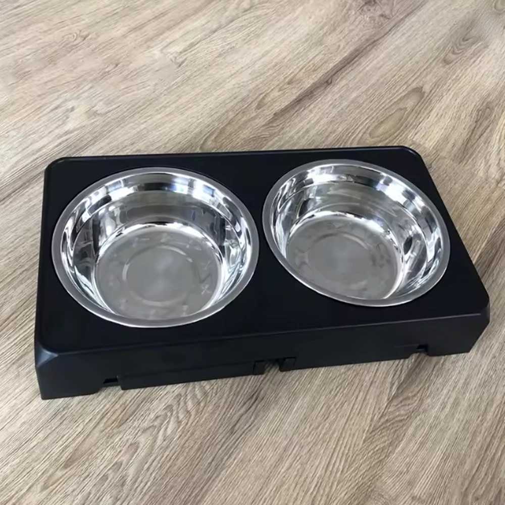 Elevated Dog Feeder Bowls Adjustable Raised Stand with Double Stainless Steel Food Water Bowls Small Medium Large Dogs J251113