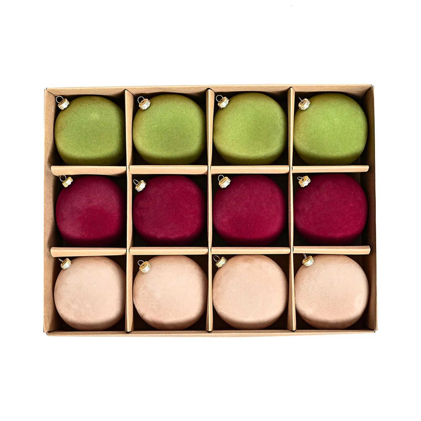 12pc Christmas Velvet Flocked Fibers Round Ball Ornament Creative DIY Christmas Ball Wreath and Christmas Tree Decoration C251030