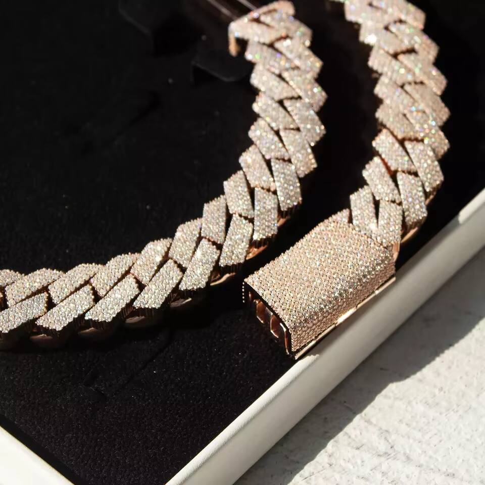Custom Rapper Heavy Hip Hop Jewelry Mens Vvs Diamonds 925 Sterling Silver Cuban Link Chain Iced Out Moissanite Chains
