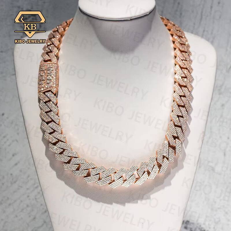 Custom Big 21MM Width Moissanite Heavy Cuban Chain Silver Plated 18k Gold Men Hip Hop Necklace Moissanite Diamond Cuban Chain