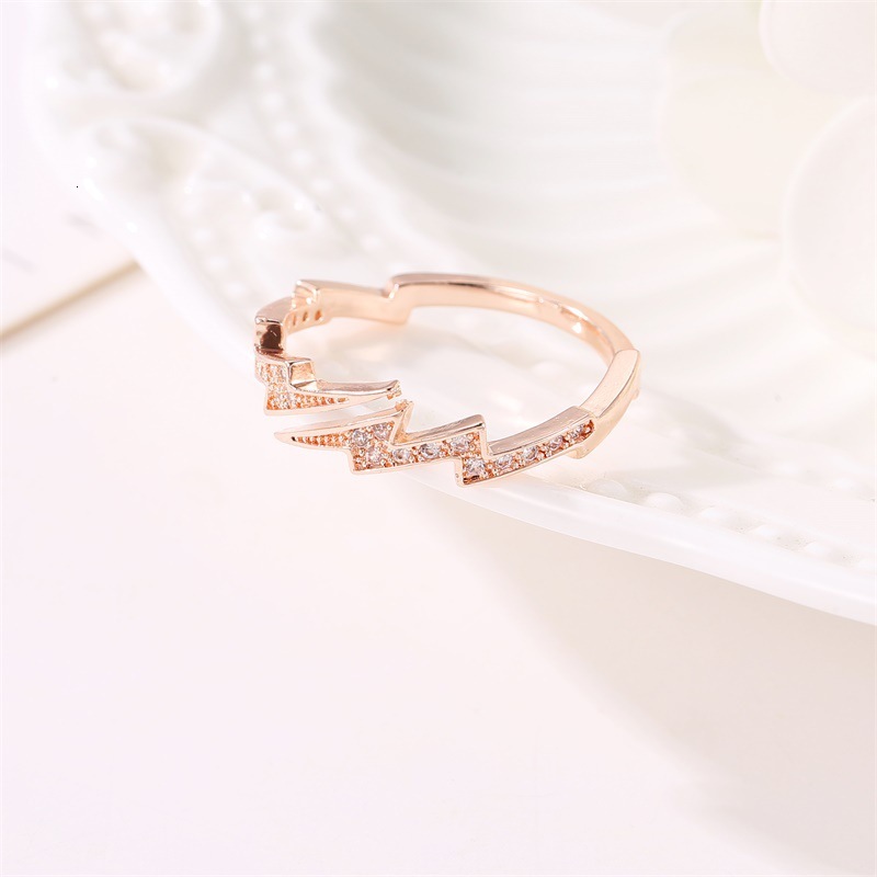Korean Style Hot-Selling Creative Irregular Geometric Zircon Lightning Open Ring Jewelry