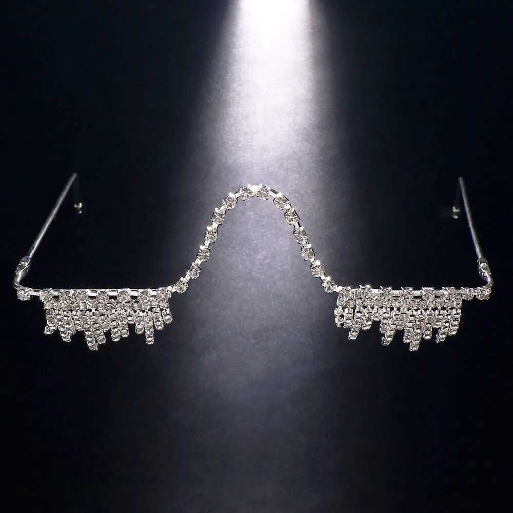 Rhinestone Designer Eyeglasses Frames for Women Alloy Half Frame No Lenses Fashion Face Jewelry Eye Wear Decoration Make up RaveW251029