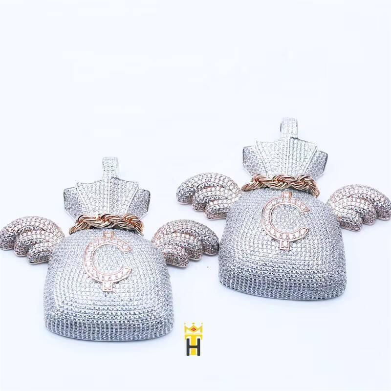 New Jewelries Cool Girls Fashion c Dollar Sign Pendant Iced Out wings Money Bag Pouch Pendant