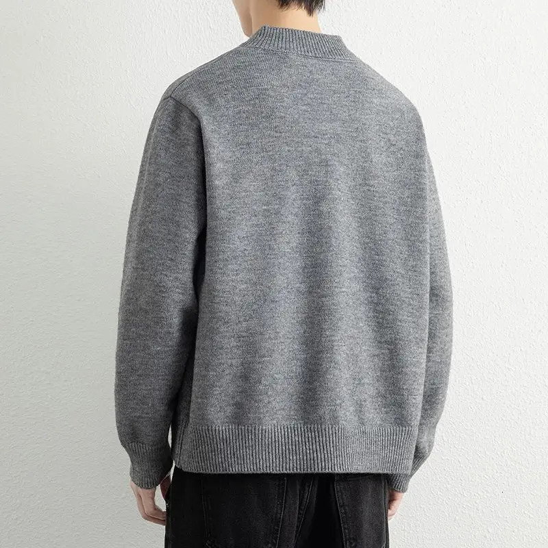 Winter Thick Sweater Coat Men Stand Collar Knitted Cardigan Singlebreasted Clre Solid Color Long Sleeve Warm 251017