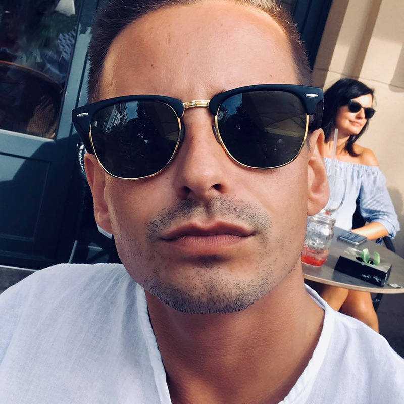 Moshu 3016 Polarized Sunglasses European & American Style Retro Men's UV Protection Trendy Women's Studded Sunglasses Wholesale