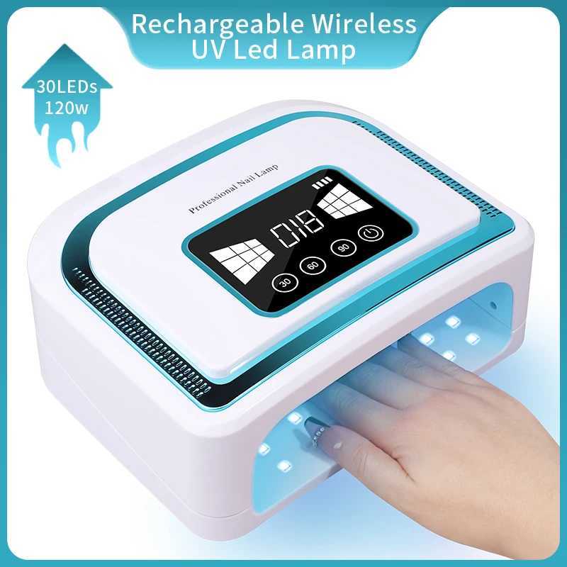 Led Lamp For Nails Uv Nail Drying Gel Manicure Cabin Polish Dryer 120W Light Dryers Wireless Cordless Rechargeable L251030