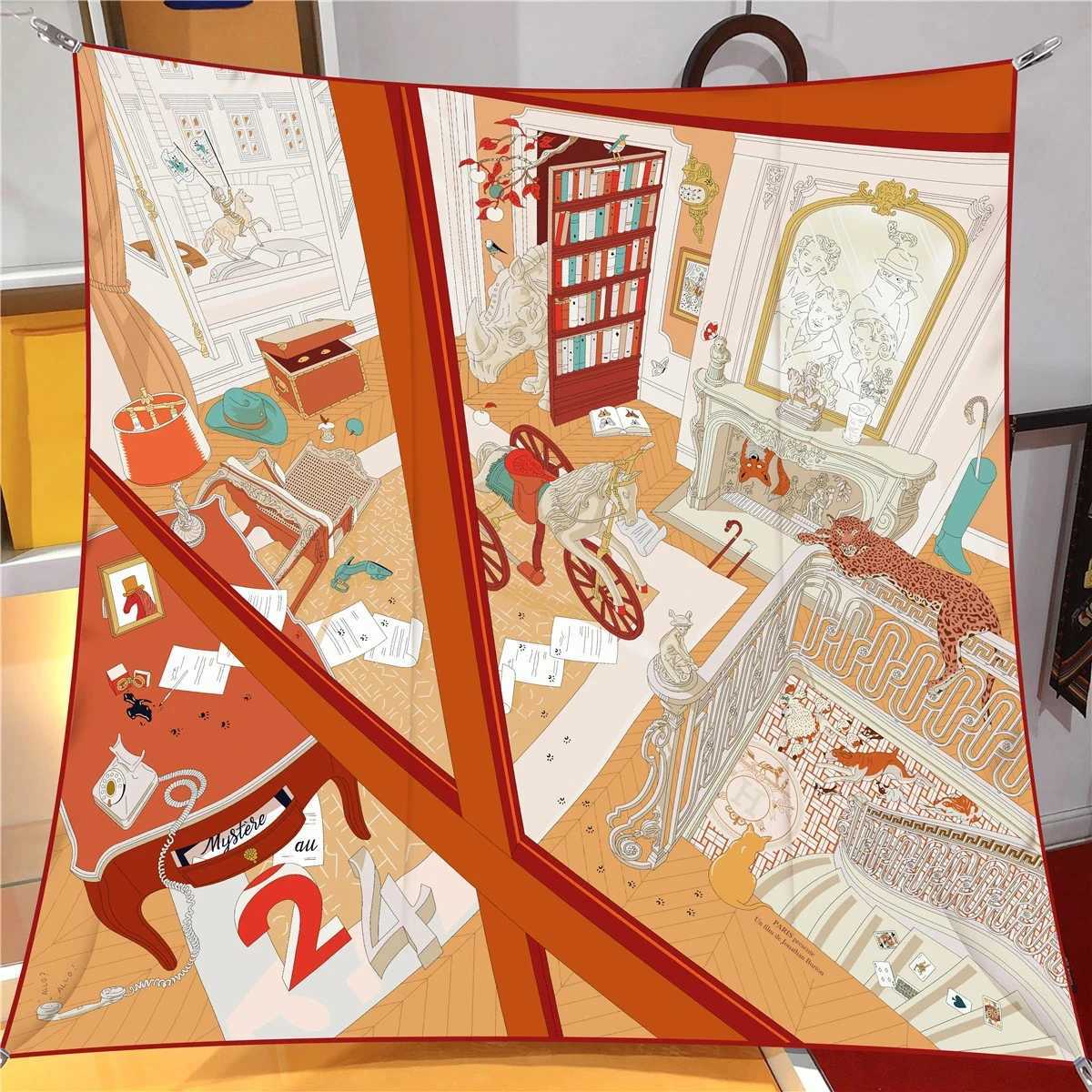 9090CM Shawl Summer Sunscreen Square Headcloth Female Silk Scarf Fashion HighGrade Kerchief New Print Bandana Popular MufflerW251029