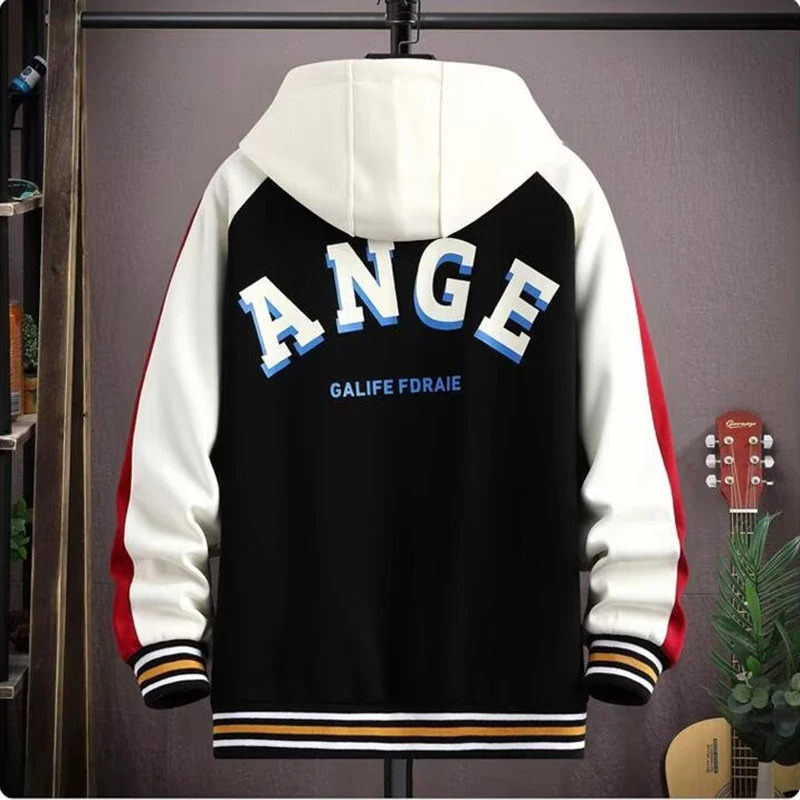 Korean Fashion Mens Jackets Spring Autumn Streetwear Print Coats Men Casual Trend Clothing Hooded Baseball 251028