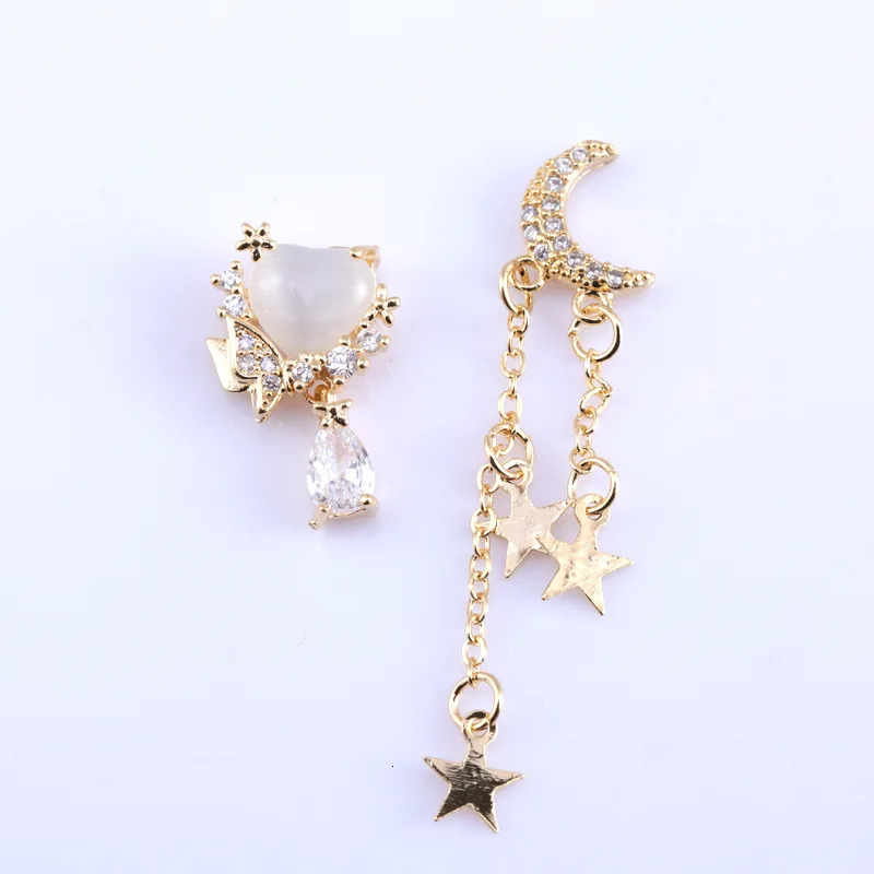 10pcs Nail Art Zircon Jewelry Chain Real Gold Plated Diamond Nail Alloy Diamond Rhinestone 251027