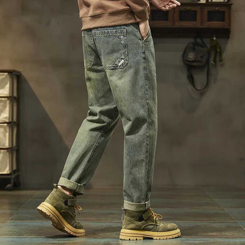 New Mens Loose Harem Pants Retro Fashion Casual Straight Jeans High Quality Cotton Teen Street Hip Hop Denim Pants J251030