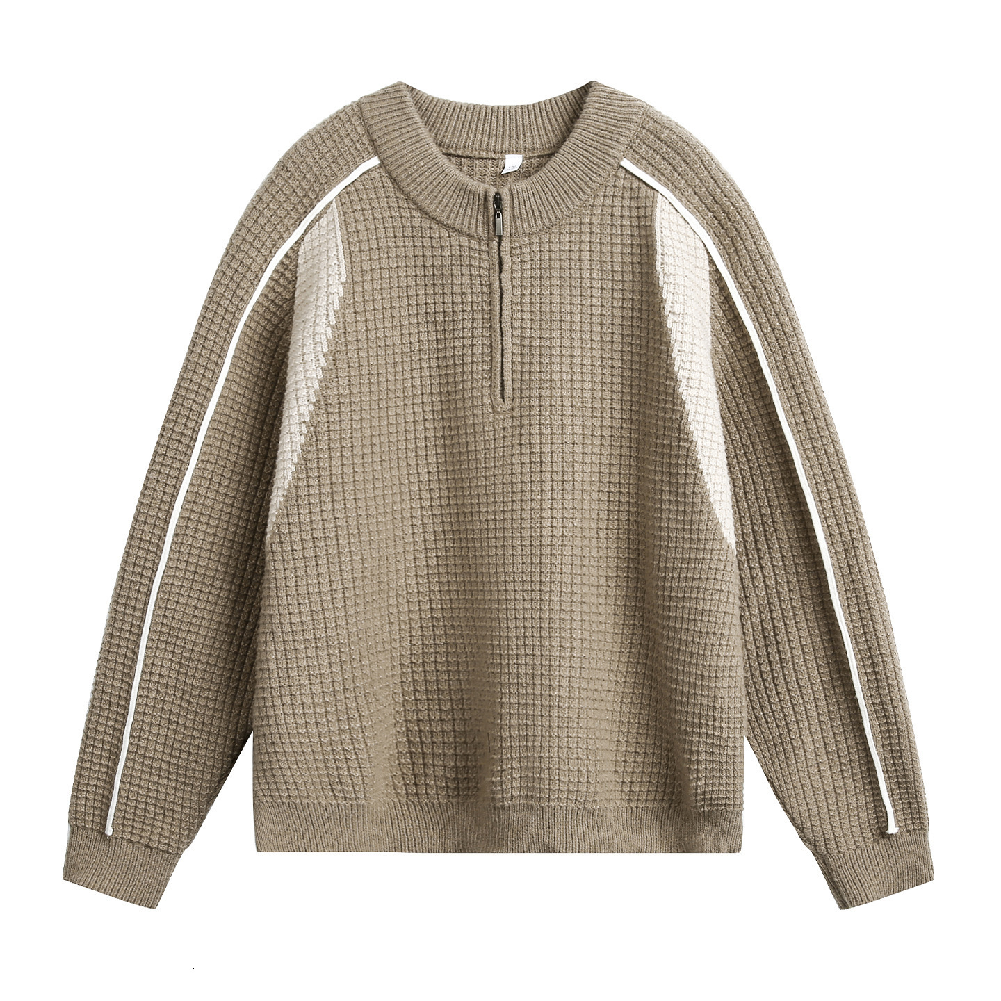 Color Block Patchwork Warm Thickened Mid-neck Sweater For Men Designer Sweater Autumn And Winter Style Imitation Deer Fur Half-zip Textured Knitwear J