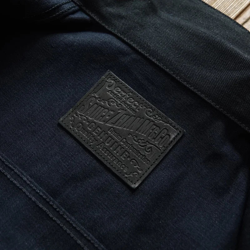 Sauce Zhan Mens Jacket Selvedge Sanforized Denim Doublesided Dyed Vulcanized Black 16 Oz 251029