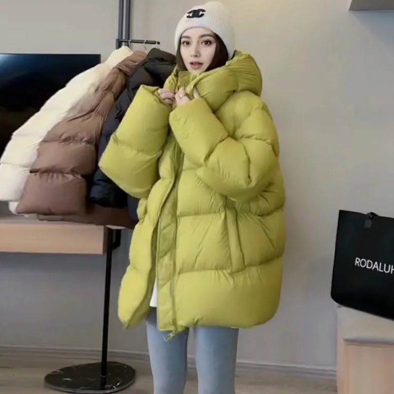 Fashion Down Women Cotton Coat Winter Fashion Warm Hooded Solid Color Thickenin Elegance Down CottonPadded Jacket H145 251029