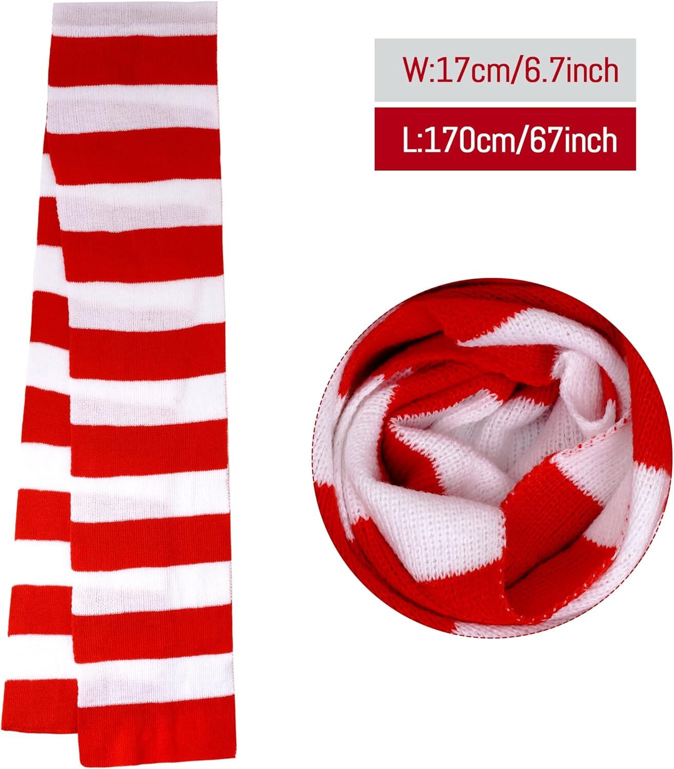 Custom Black and Gray Striped Soft Knit Winter Men's Scarf Cosplay Costume Accessory for Halloween Christmas Party