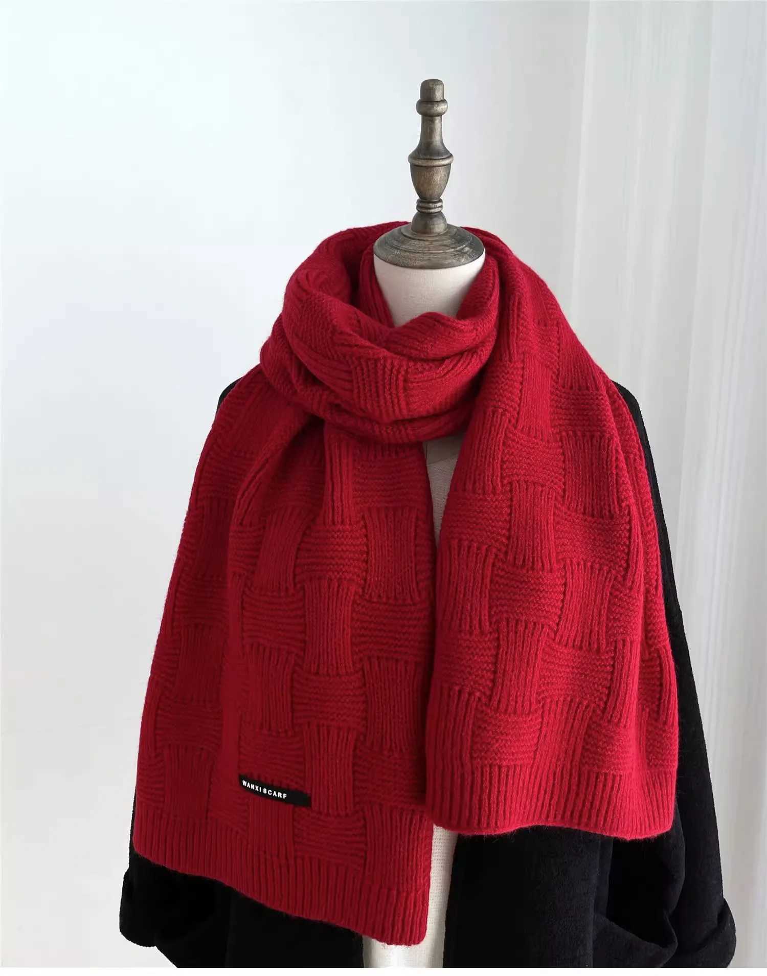 Korean Style Knitted Scarf for Men Women Autumn Winter Solid Color Fashion Simple Literary Thicken Warm Long Neckerchief BufandaW251030