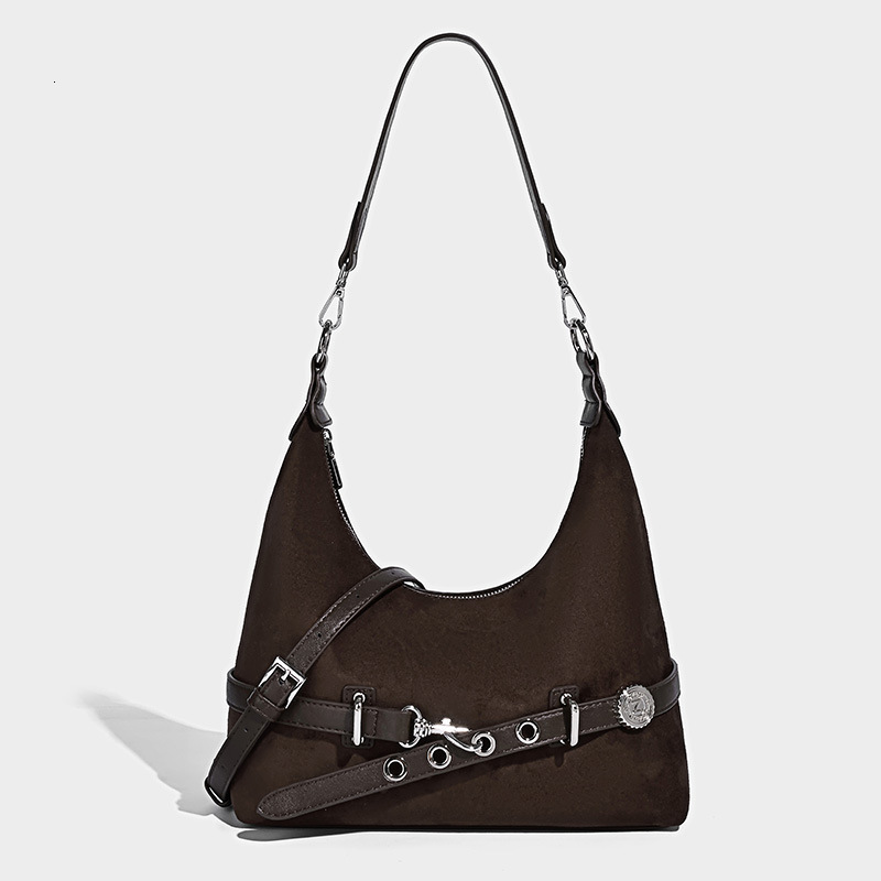 New high-end women's fashionable shoulder bag suede trendy casual commuting handbag versatile and popular designer bag