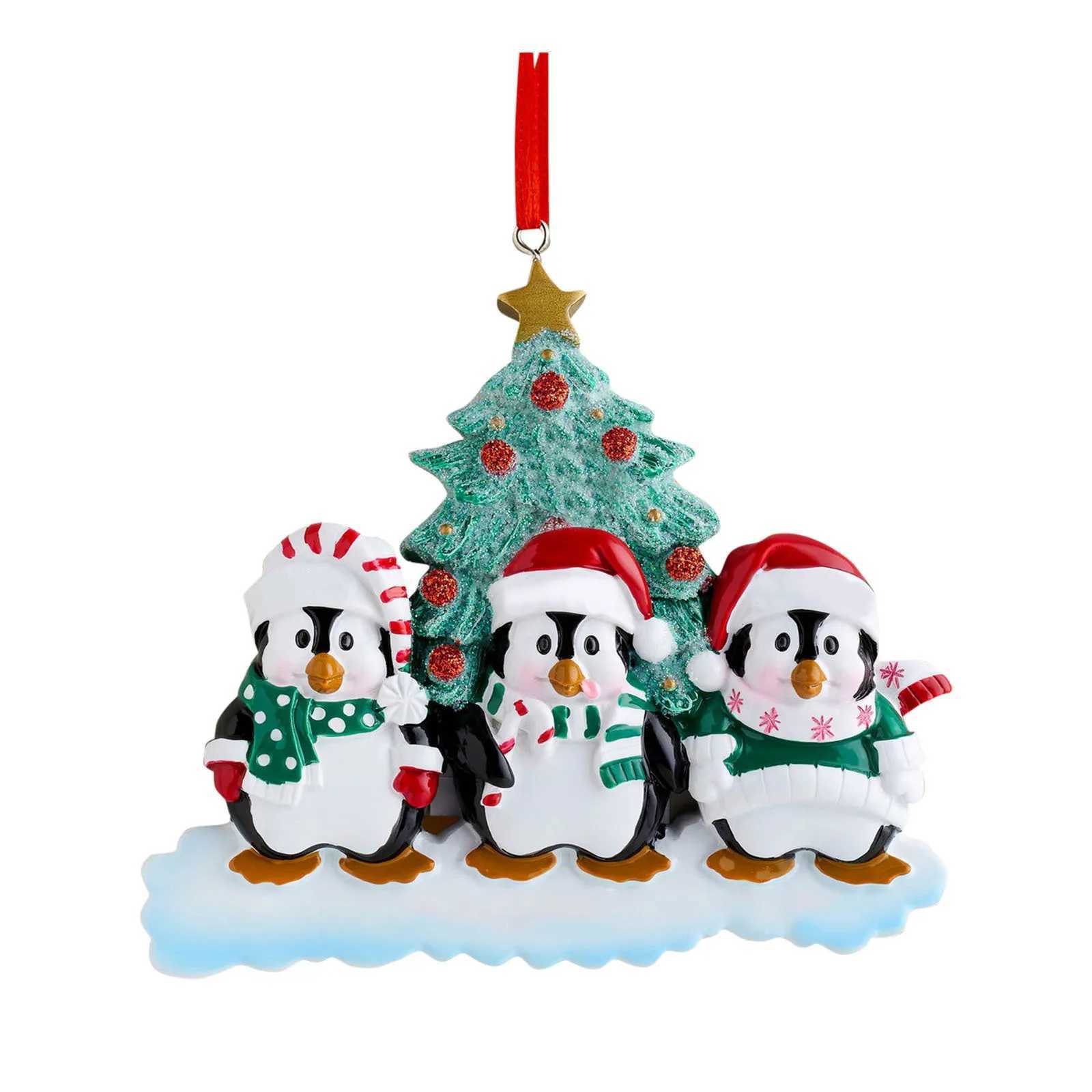 Personzed Family Christmas Ornament Cute Penguin Holiday Winter Gift 2021 Family Ornament Christmas Tree Decorations C251030