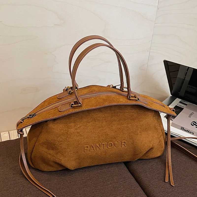 Designer bag Winter Matte Coffee Grey Large Tote Russian Style Suede Quality Leather Wen Bost Handbag Cmuter Shoder Bag Y251029