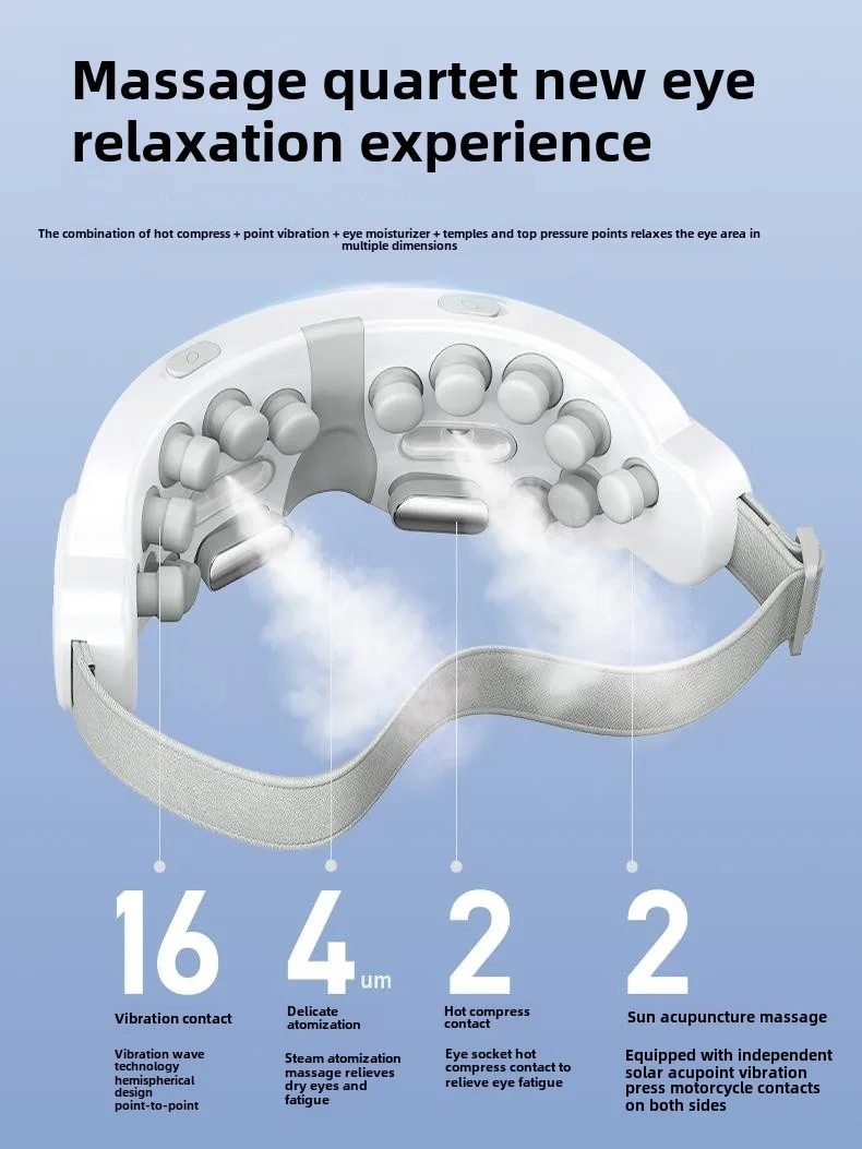 XINDU 16 Massage Points Highquality Steam Atomization Eye Massager Relaxing Compress Eye Mask Upgrade Bluetooth 251027