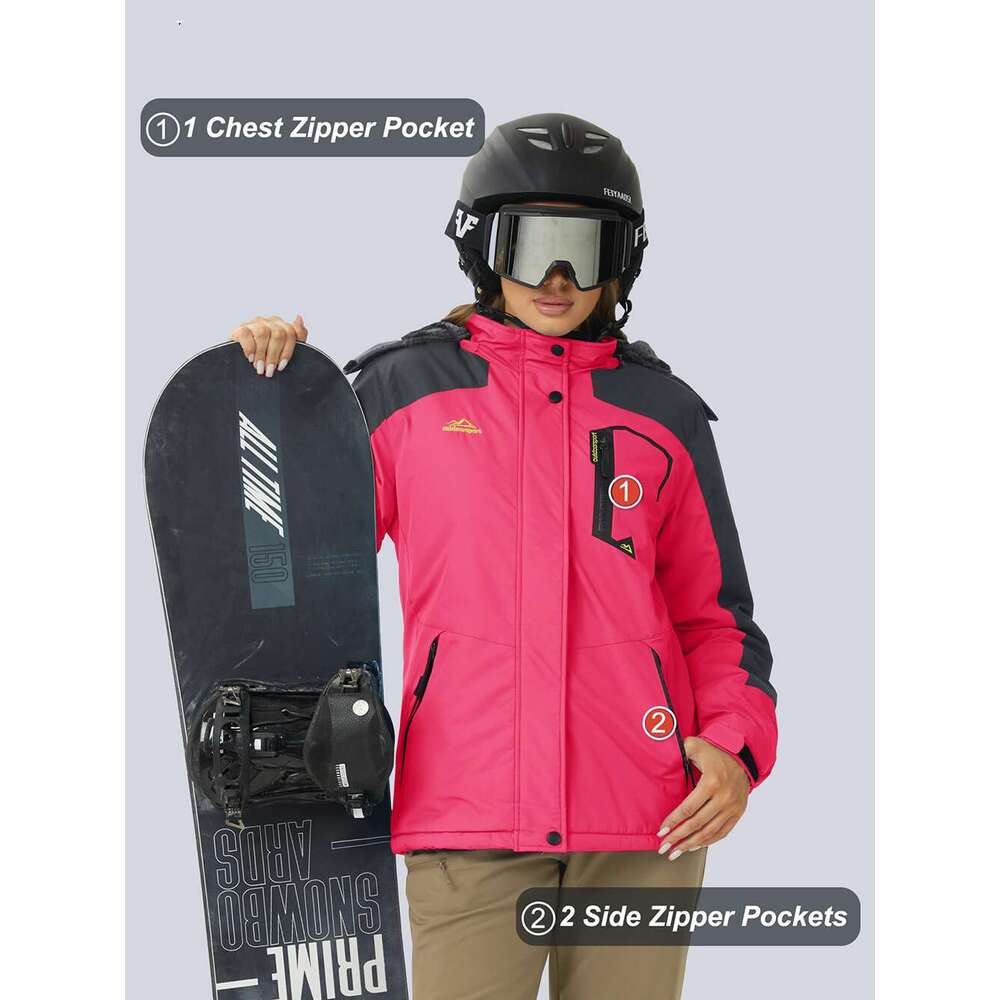 Winter Ski Snowboard Jacket Womens Waterproof Heavy Fleece Jackets Casual Work Coat Windbreaker Parka