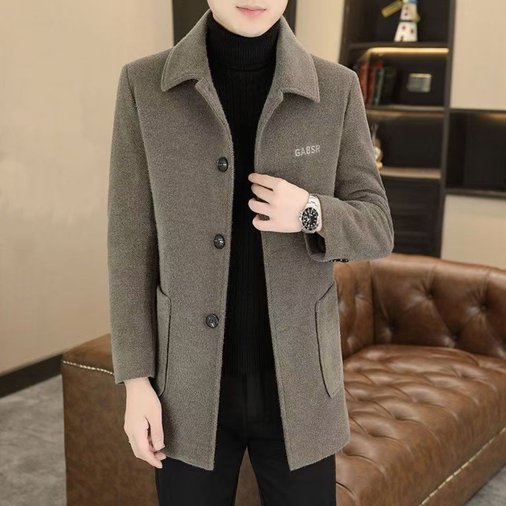 2025 New Woolen Coat Designer Coat Fashion Woolen Lapel Overcoat Men's Casual Versatile Mid-length Plus Size Jacket