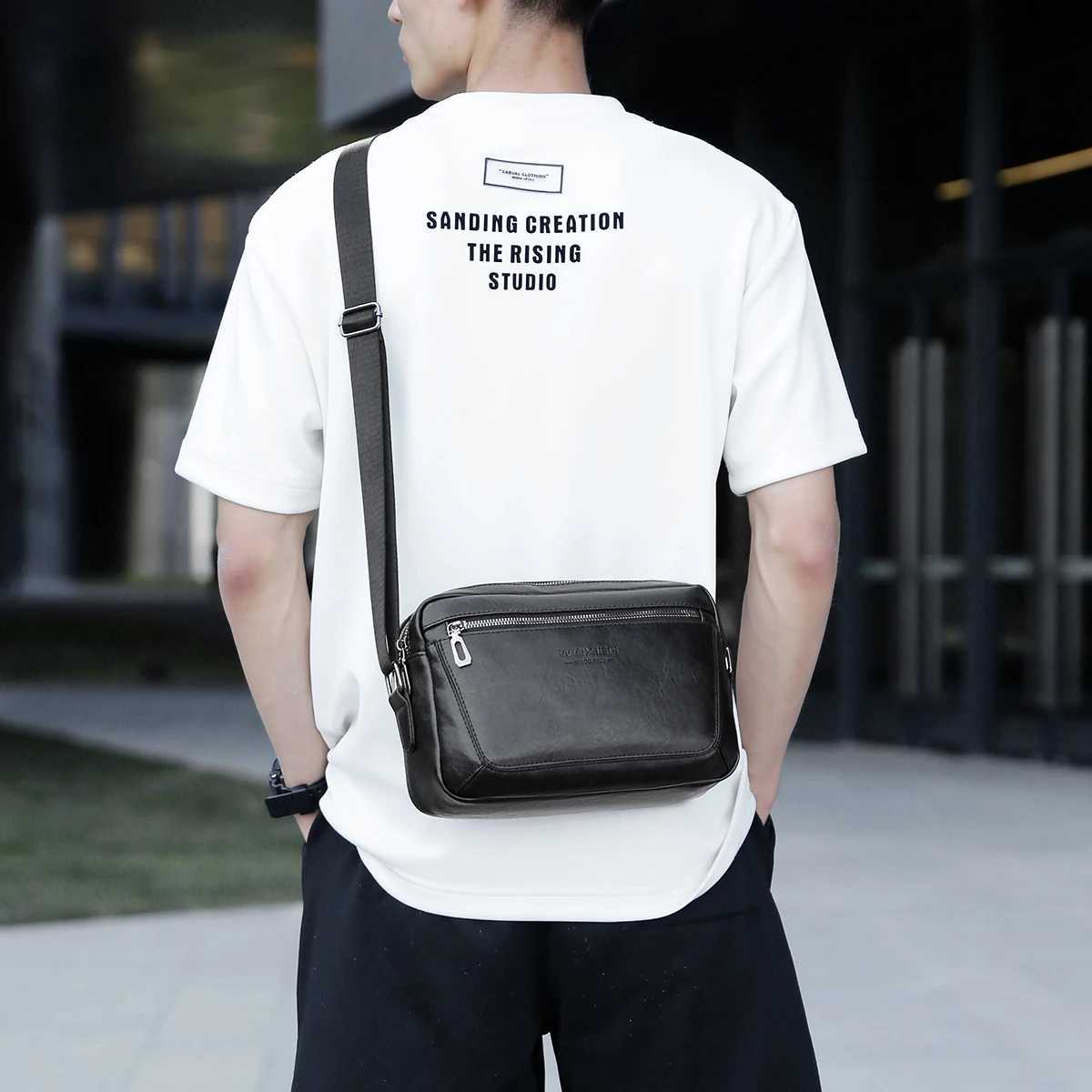 Brand Casual Solid Men Crossbody Bag Messenger Bag PU Leather Handbag Shoder Bags M Business Messenger Diagal Ch Bag Y251011