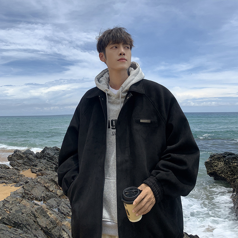 Suede Jacket Designer Coat Men's Spring And Autumn American Style Trendy Brand Cool Loose Casual Turn-down Collar 2025 Early Spring Jacket