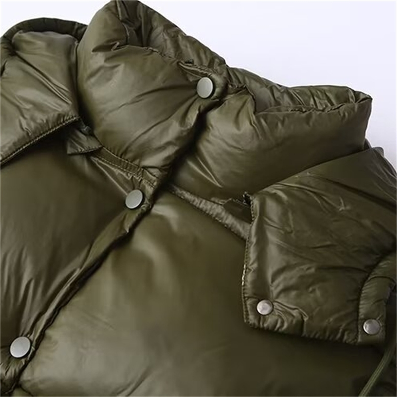 AutumnWinter Product Womens Standing Neck Hooded Long Sleeve Side Pocket Short Cotton Coat Jacket 251029