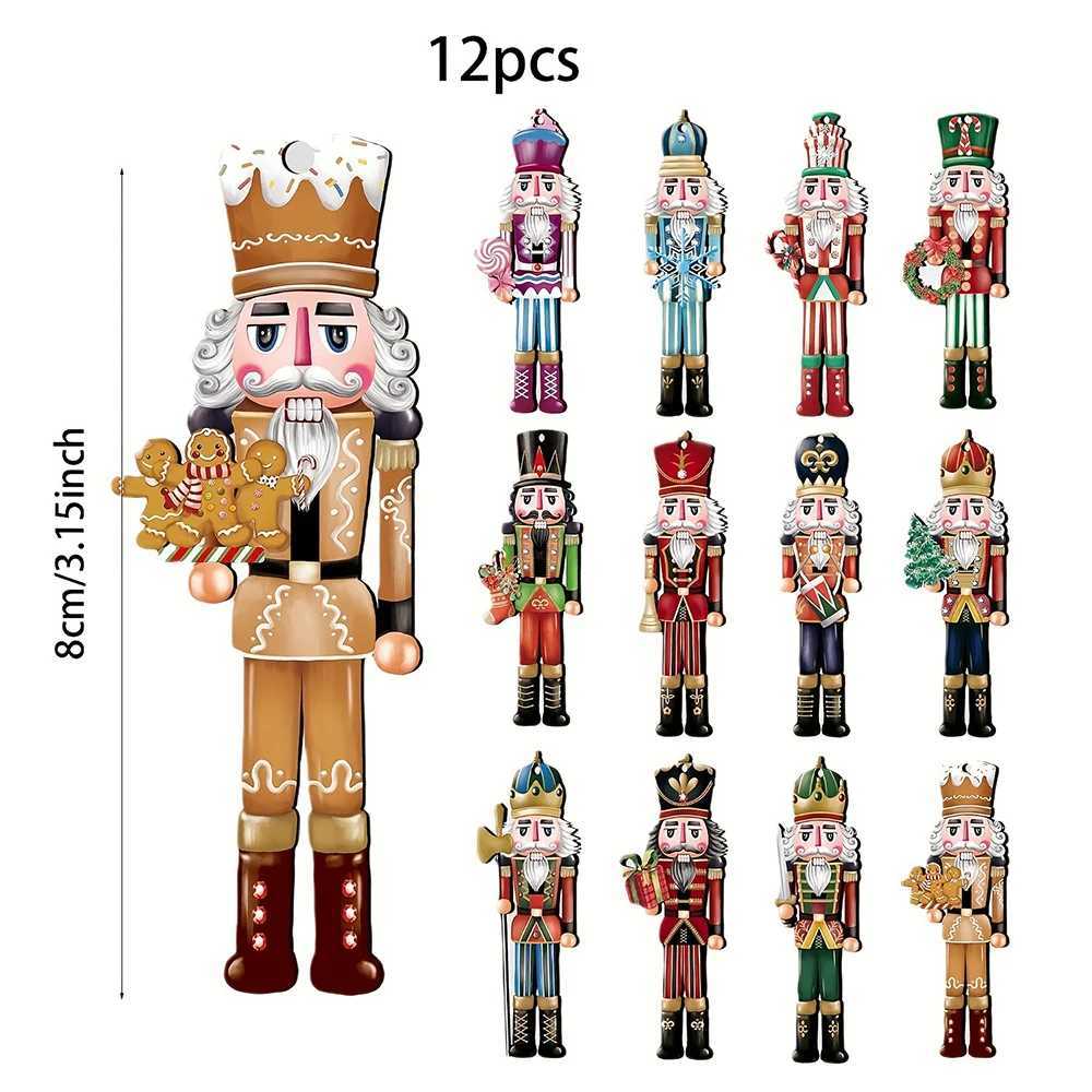 12pcs Christmas Nutcracker Soldier Wooden Pendant Xmas Tree Hanging Ornament 2025 Navidad Decoration for Home 2026 New Year Gift C251030