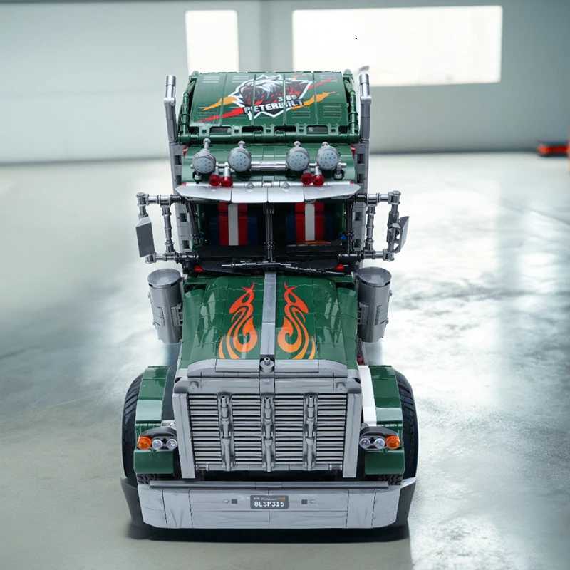 2105pcs Green American Truck Building Blocks Set Challenging Assembly Toy for Adults Perfect for Home Decor CollectorsXJ251030