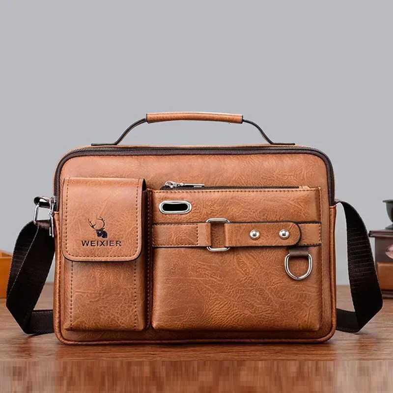 Mens Business Shoder Bag Premium PU Leather Briefcase for Off Cmute Messenger Bag with Adjustable Strap Professial Y251011