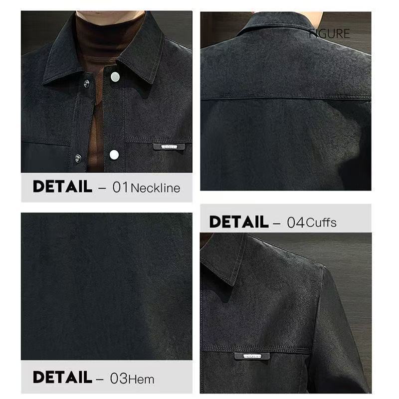 2025 New Spring And Autumn Jacket Men's Stylish Brand Turn-down Designer Coat Collar Suede Autumn Coat Men's Trendy