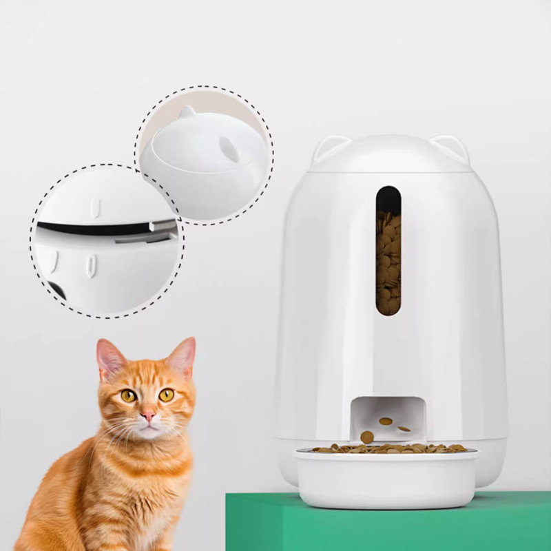 Auto Feeding Cat Food Dispenser Support OEM Pet Feeder with Desiccant Box Lock Fresh