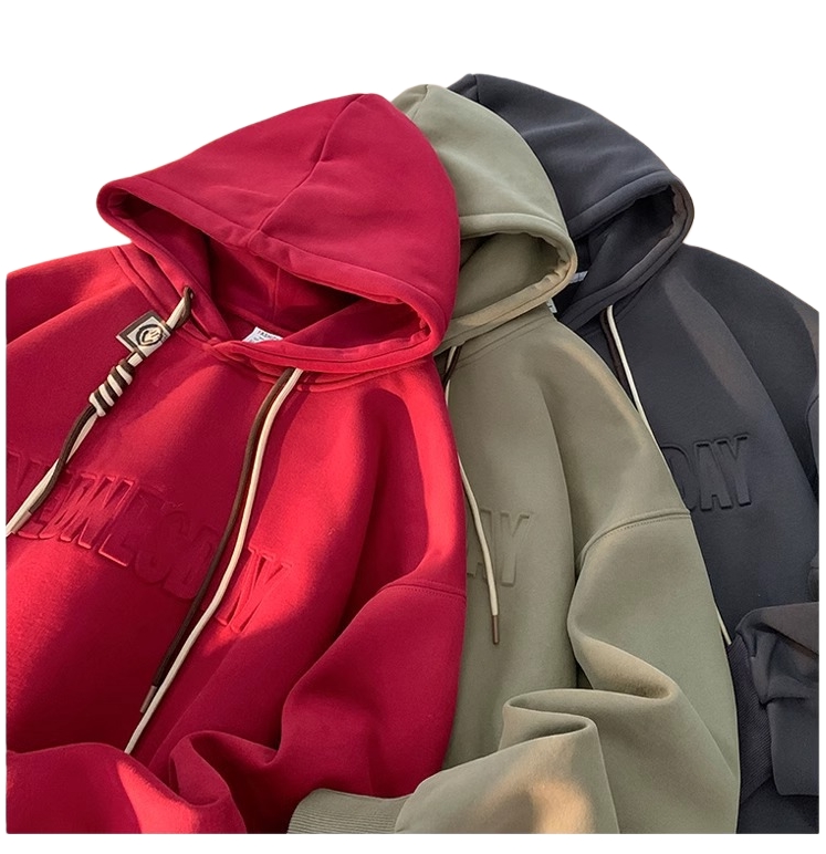 The thick hooded sweatshirt for men's spring and autumn Embossed Letters Casual Hooded Sweatshirt Loose Comfortable Men Women Hoodies