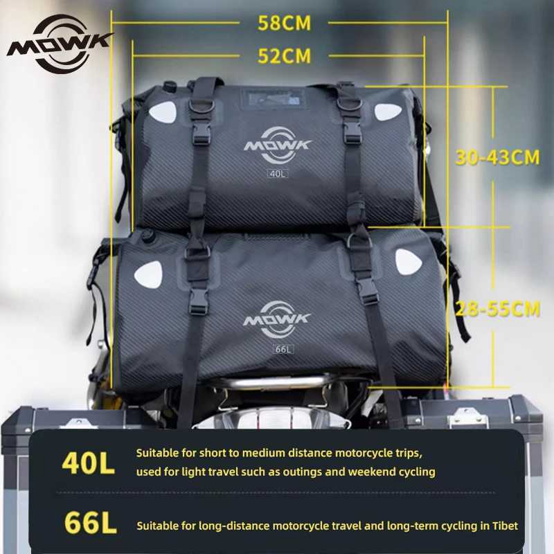 MOWK Motorcycle Tail Bags Waterproof Back Seat Bags 4066L Outdoor Cycling Reflective Motorbike Luggage Travel Bag Moto Dry Bags H251029