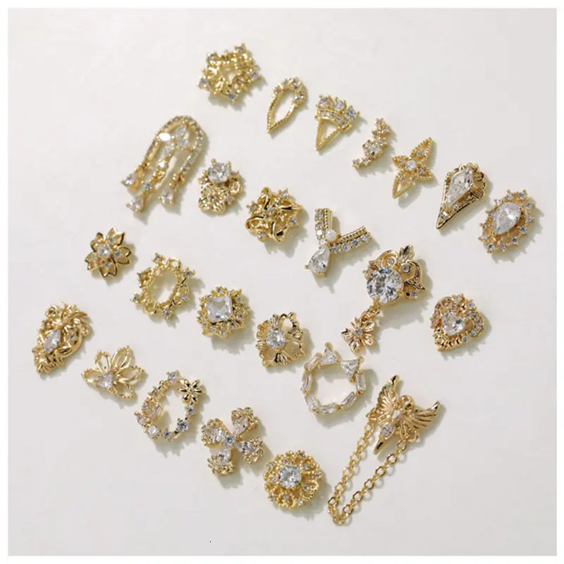 10pcs Hollow Love Flower Zircon Crystals Rhinestones Pearl Nail Art Jewelry Decorations Nails Accessories Charms Supplies 251027