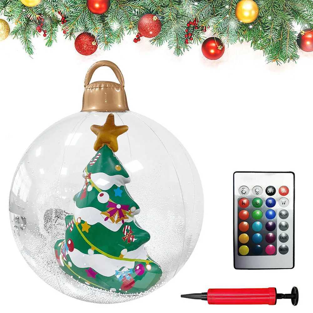 24 Inch Giant Inflatable Christmas Balls Large Outdoor Decorated Ball with Light Remote Christmas Decorations Ball Holiday Decor C251030