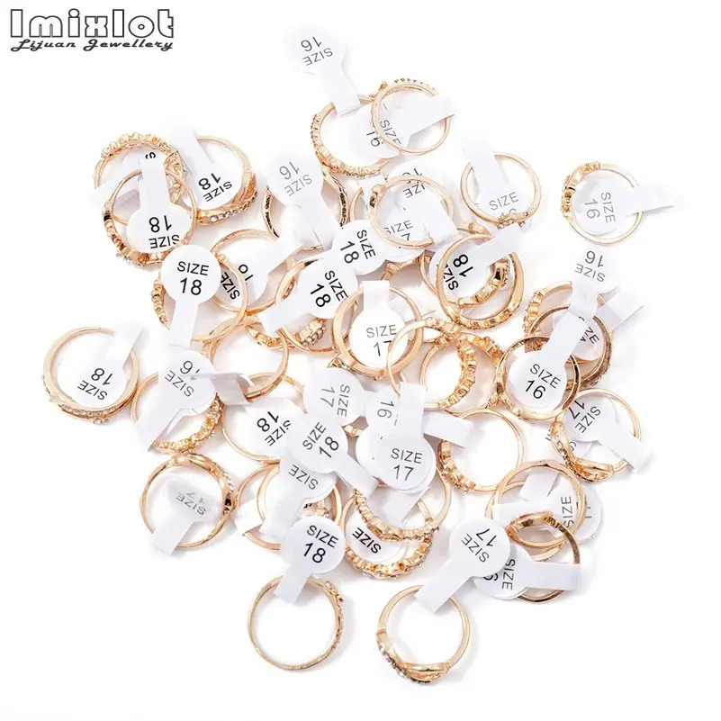 10pcs Wholesale Lots Bulk Rings Jewelry Fashion Gold Color Crystal Rhinestone Wedding Rings Female Jewelry 0201 251023