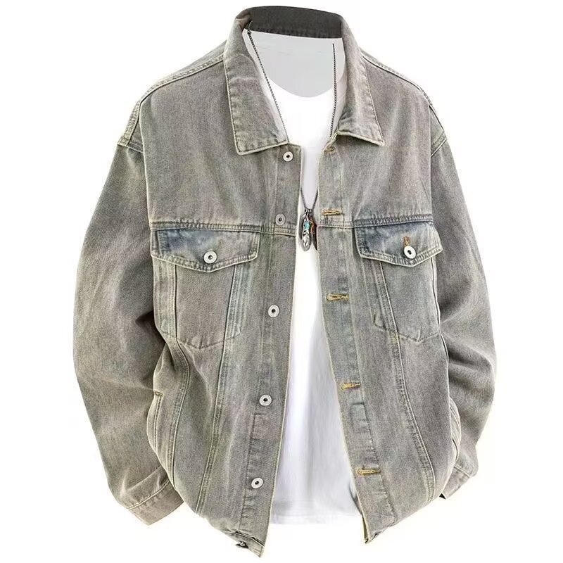 Autumn Nostalgic Blue Designer Jacket Classic Trendy Denim Jacket Loose Fit Unisex Niche Design Trendy Casual Top Cotton