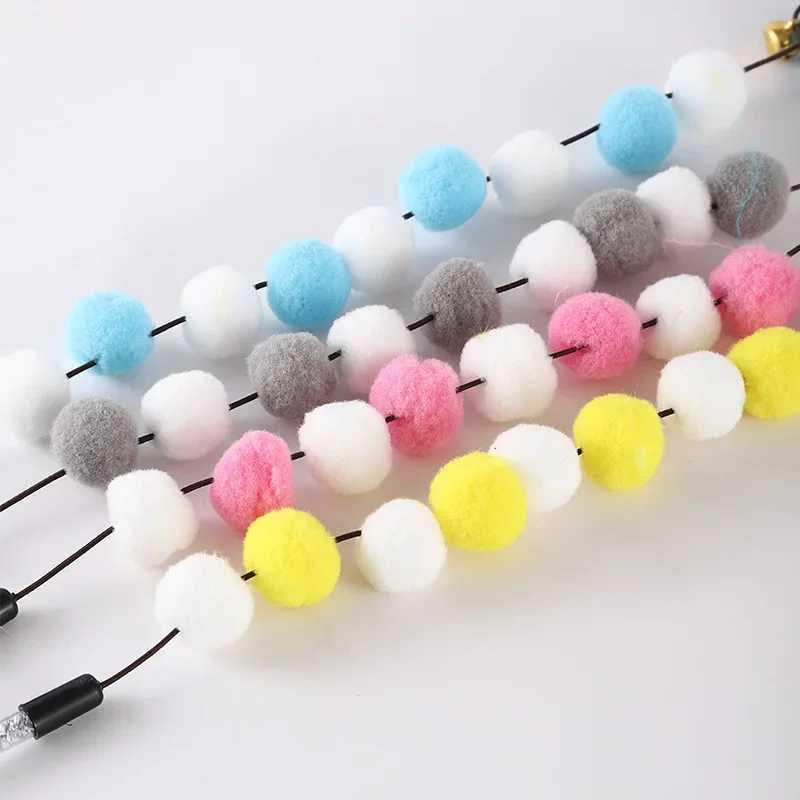 Cat Toy wool ball cat toys interactive teather toys for cats sticks colorful plush ball string cats toy with bell pet supplies S251029