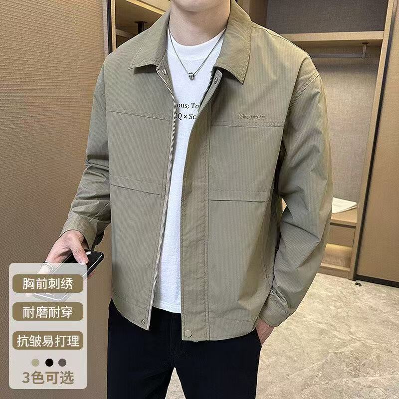 Men's Jacket 2025 Spring New Style Turn-down Collar Handsome Workwear Youth Designer Coat Jacket Versatile Fashion Trendy Top