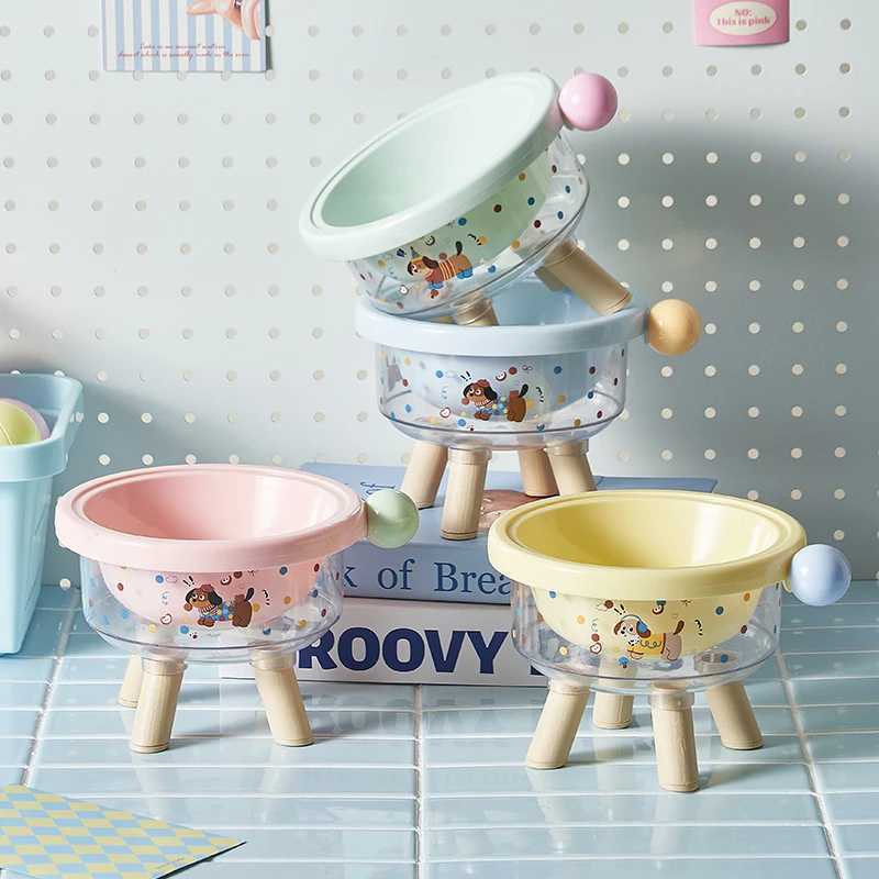 Cute pet highlegged cat food bowl dachshund pattern design PP material not easy to deform detachable easy to clean pet bow J251113