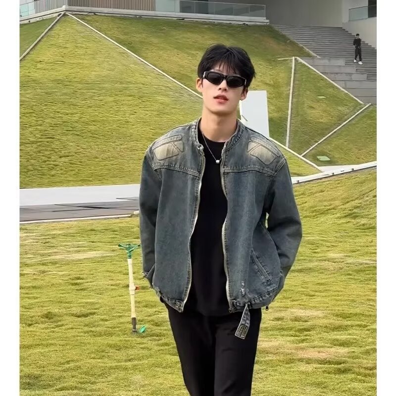 American Style Washed Vintage Designer Coat Men's Denim Jacket Autumn New High Street Loose Versatile Cool Jacket Top