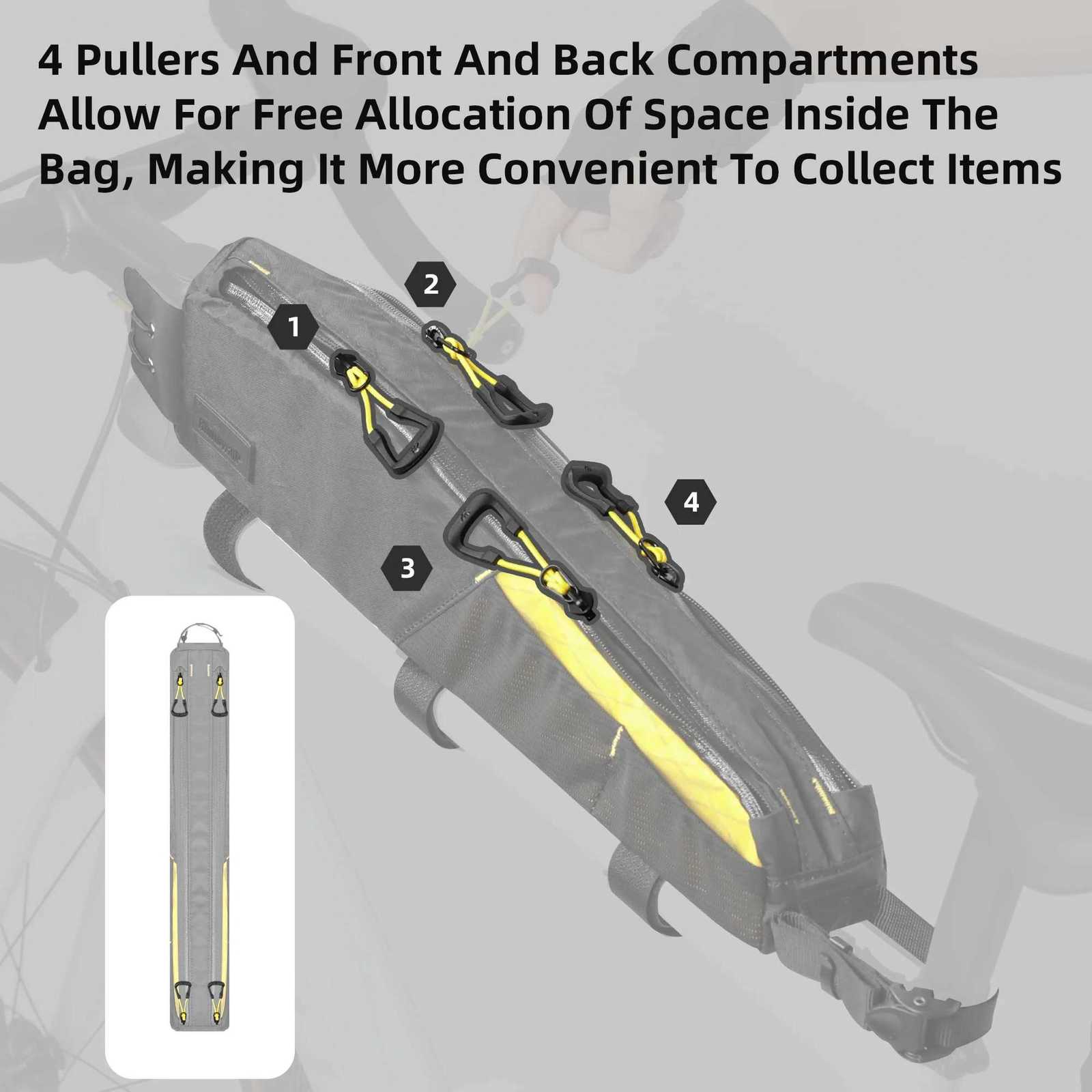 Rhinowalk BIke Large Top Tube Bag Extra Long WaterResistant Bikepacking For MTBRoad Bike With 18 Inch Or Larger Frame Length H251029