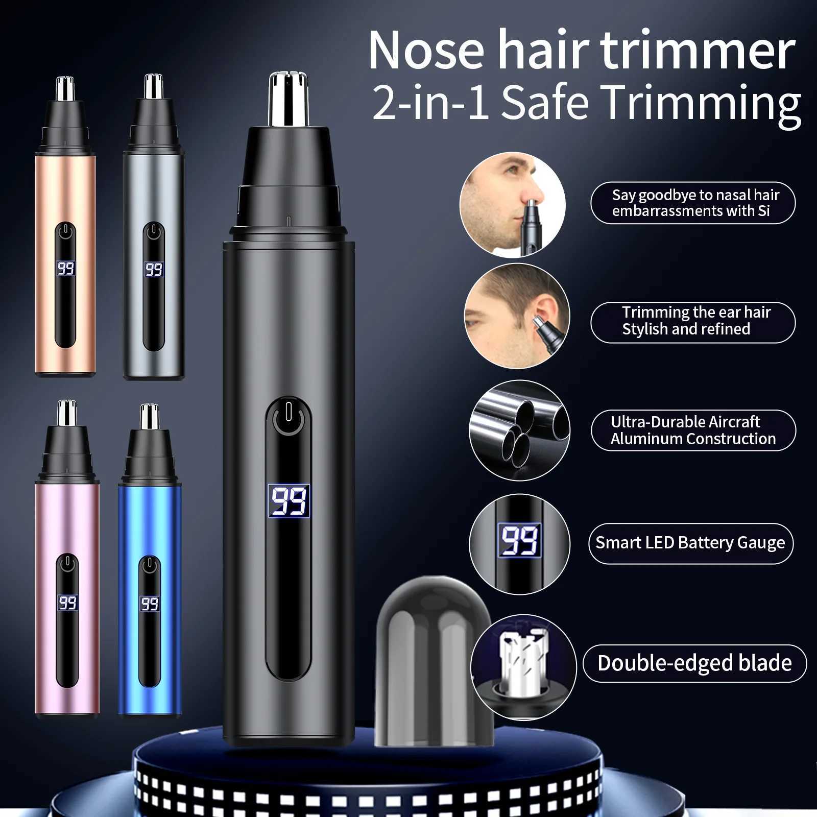 Electric Nose Hair Trimmer Portable Nose Ears Hair Eyebrow Trimmer for Men LED Display Rechargeable Nose Trimmer M251030