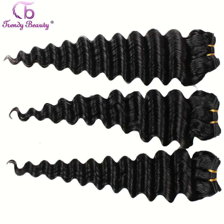 Brazilian Virgin Human Closure Unprocessed Hair Deep Wave Bundles With Transparent Lace 4X4 Free Part 4Pcs
