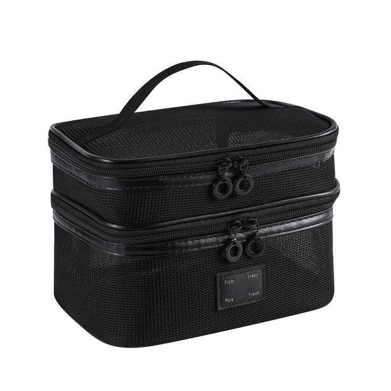 StoBag 5pcs Color Transparent Makeup Mesh Bag Tote Small Large Cosmetic Package Storage Travel Handbag Portable Pouch Organizer J251115